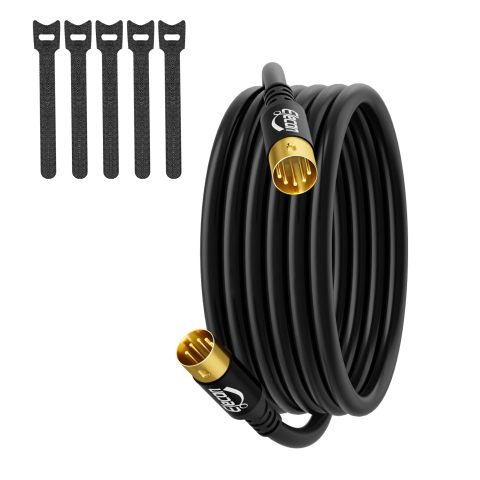 Elecan 5 Pin DIN MIDI Cable 6 Ft, Premium Male MIDI Audio Cord Instrument Cable, OFC, Shielded, Gold-Plated, Soft PVC for MIDI Keyboard, Synthesizer,Sampler,Electronic Piano, Drum & Music Gear+5 Ties