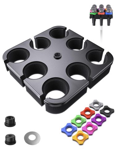 Multi Mic Holder for Stand, Organizer for 8 Mics, Aluminum/Foam Protection
