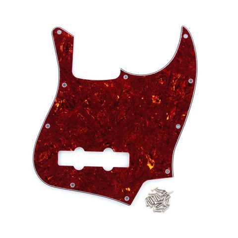 FLEOR 10 Hole J Bass Pickguard Scratch Plate Pick Guards for 4 Strings American/Mexican Standard J Bass Part, 4Ply Red Tortoise Shell