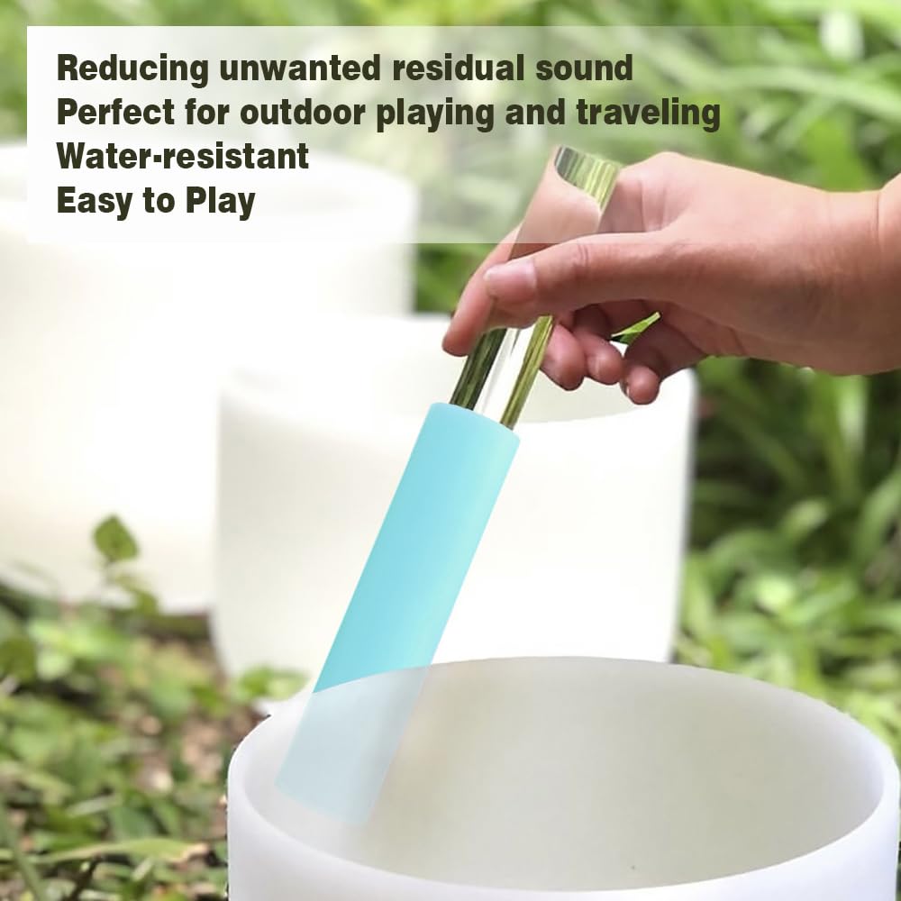 Singing Bowl Mallet Blue Acrylic Rubber Striker Mallet for Playing Quartz Crystal Singing Bowl with Bundle Pocket