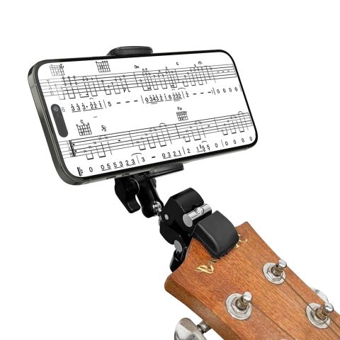Khazylorr Guitar Phone Holder Mount, Universal Phone Holder for Guitar Bass Ukulele, 360° Ballhead Magic Arm Super Clamp Guitar Camera Clamp Mount Clip for iPhone Samsung All Smartphones
