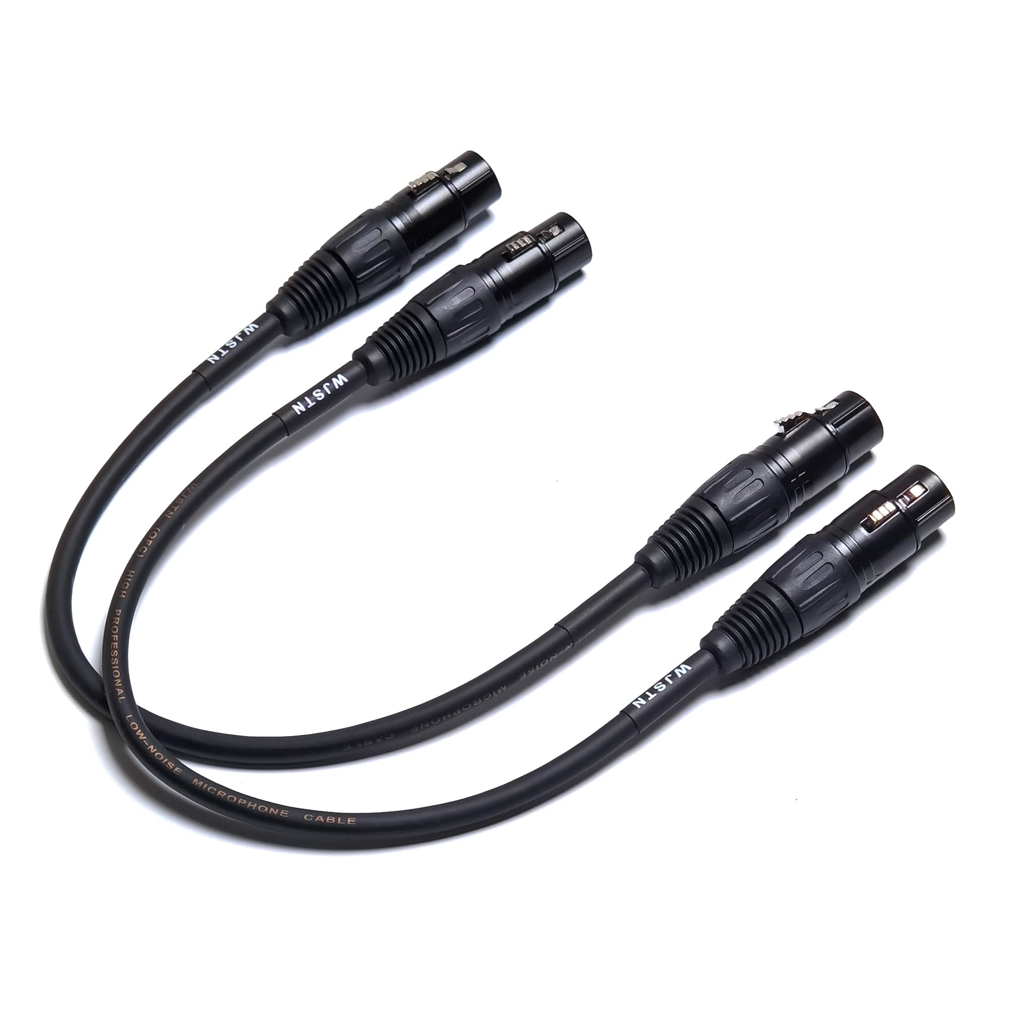 WJSTN Suanqi Microphone Cable XLR Cables, Balanced Microphone Mic Cord 3 Pin XLR Female to Female DMX Cable Patch Cords with 2Pack (1FT), Black.