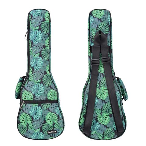 CLOUDMUSIC Ukulele Case Gig Bag, Concert 23″, Green Monstera