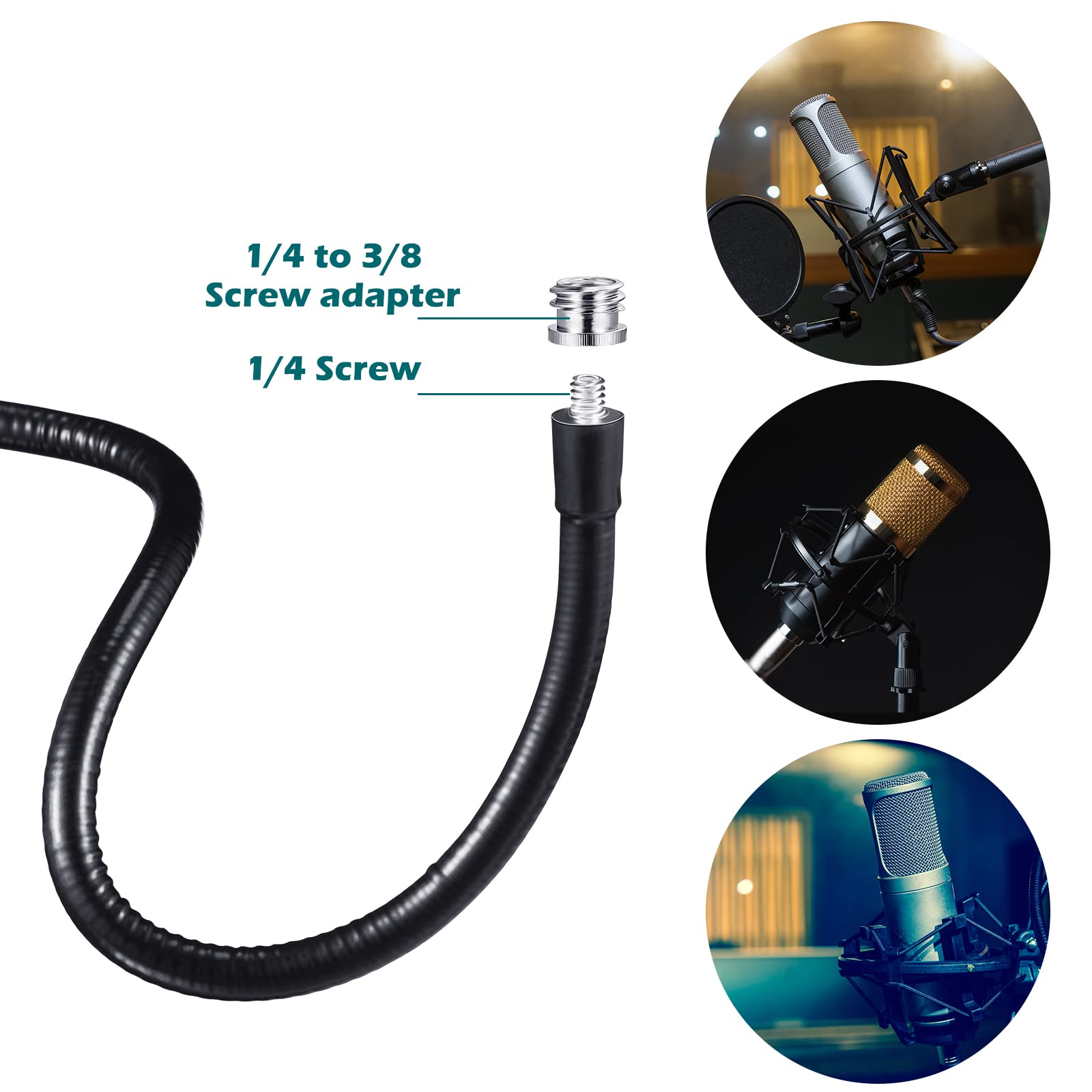Flutesan 2 Sets Gooseneck Mic Stand 13 in Flexible Desktop with Desk Clamp