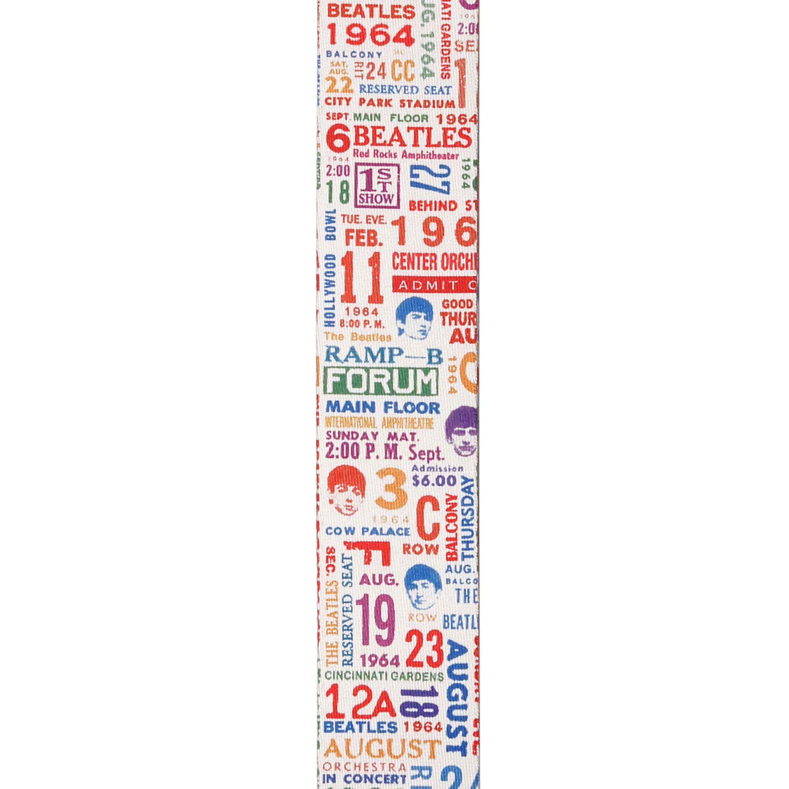D’Addario 50BTL14 Beatles Guitar Strap, Ticket Stubs 1965, Polyester