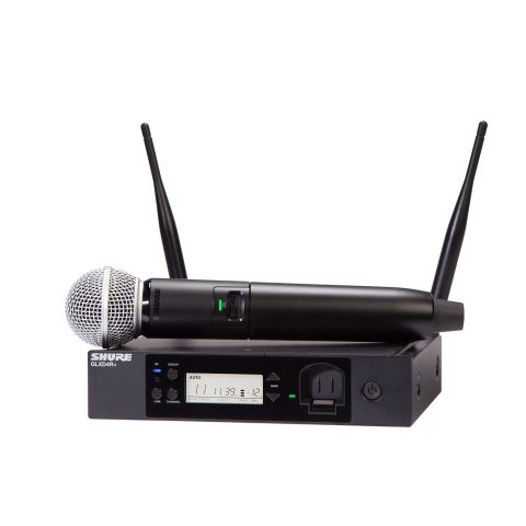 Shure GLXD24R+/SM58 Dual Band Pro Digital Wireless Microphone System – 12-Hour Battery Life, 100 ft Range | SM58 Handheld Vocal Mic, Single Channel Rack Mount Receiver (GLXD24R+/SM58-Z3)
