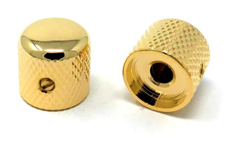 Vintage Forge Gold Metal Dome Knobs for Fender Telecaster Guitar and Precision P-Bass (Set of 2) 1/4 Inch Solid Shaft DK50US-GLD