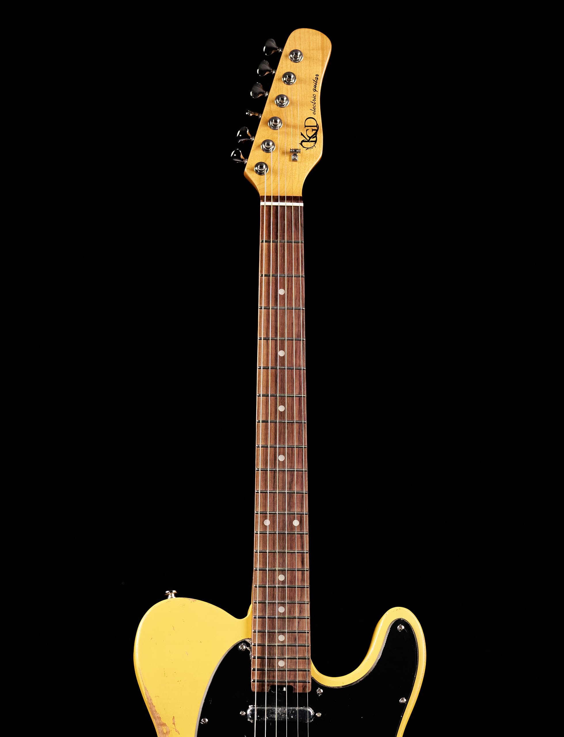 KGD Relic electric guitar mahogany body carbonized maple neck rosewood fretboard 6-string solidbody electric guitar S-S pickupsbrass barrel saddle bridge (Vintage Yellow)