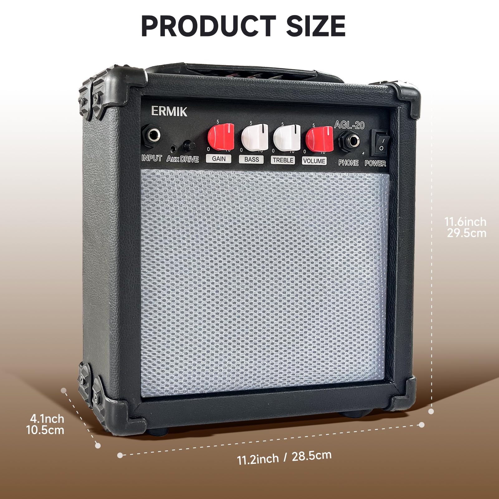 Electric Guitar Amp 20 Watt Amplifier Portable Amp with Headphone Input Gain Powe Including Professional Noise Reduction Cable (20W-2)