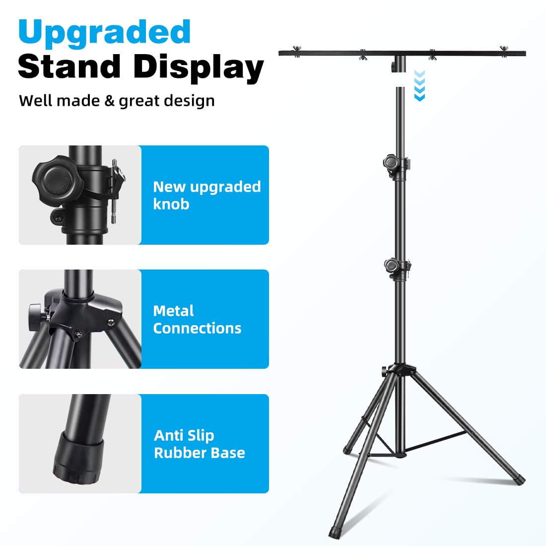 DJ Light Stand, T-Bar Tripod Stage s Portable and Adjustable 49-114 Inch Heavy Duty