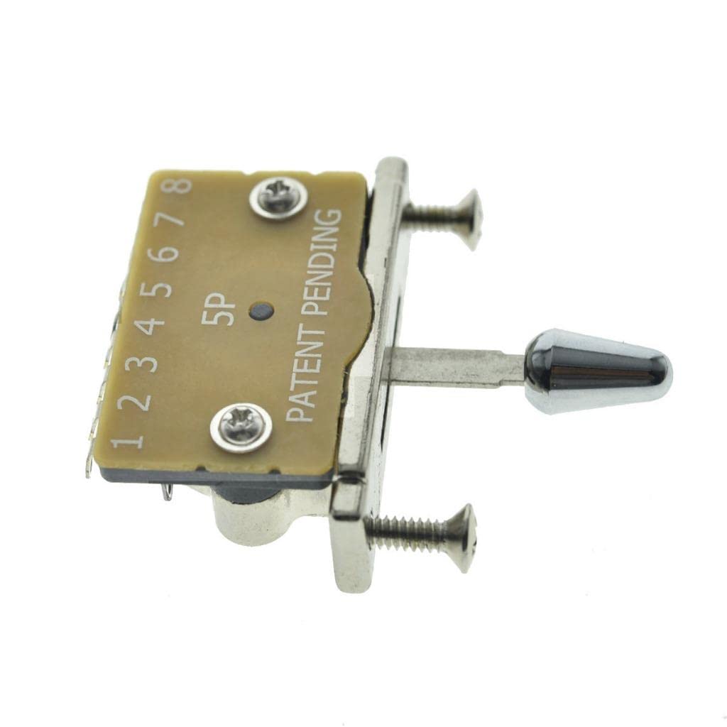 Heavy Duty 5 Way Guitar Pickup Lever Guitar Pickup Selector Switch for Strat Tele with Plastic Chrome Tip