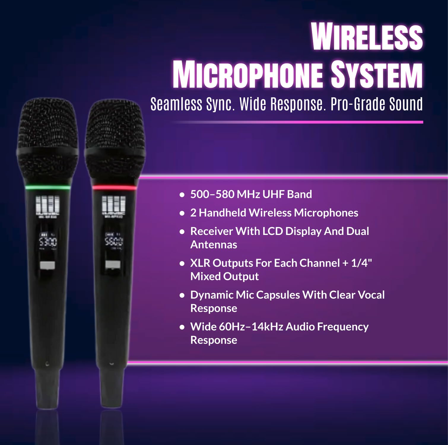 PA System with Wireless Microphone UHF,10″ PA Speaker, 2000W Audio Mixer