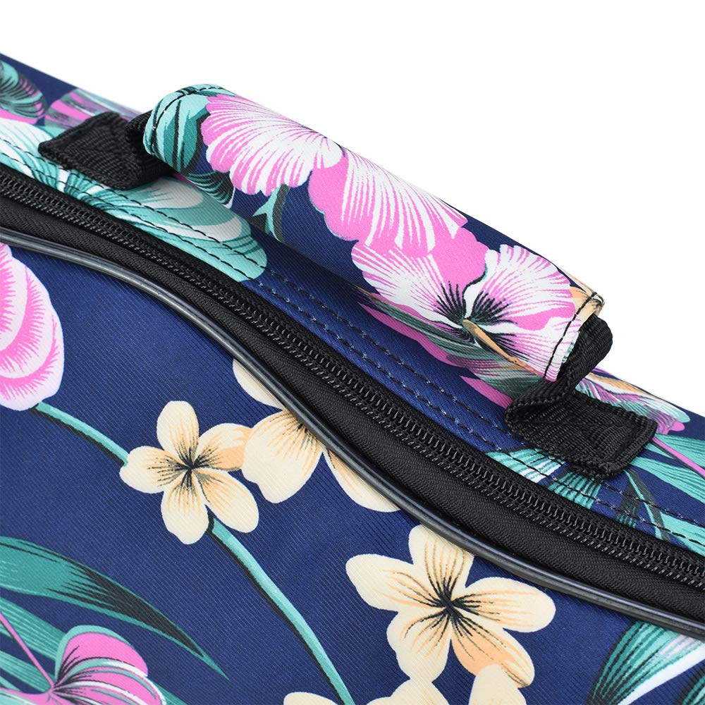 CLOUDMUSIC Ukulele Case Gig Bag, Tenor 26″, Dark Blue Hawaii Hibiscus