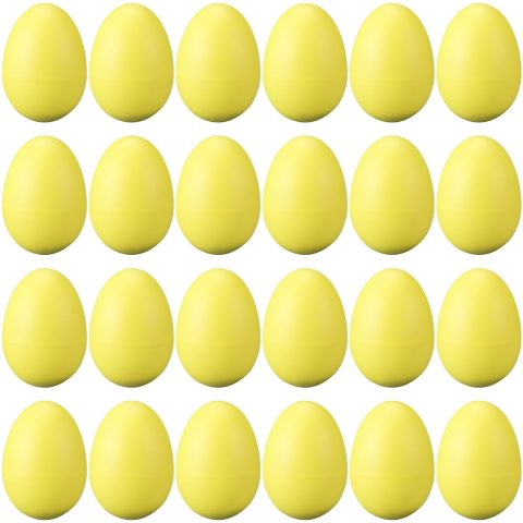 24 Pcs Yellow Egg Shakers – Plastic Easter Egg Instruments Percussion Maracas Egg for Adult Early Education Toys for Learning DIY Painting (Yellow)