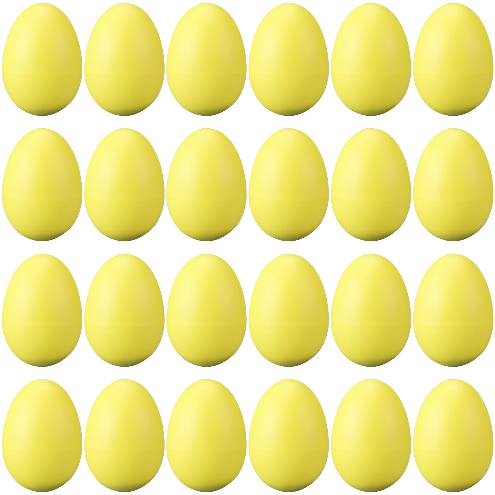 24 Pcs Yellow Egg Shakers – Plastic Easter Egg Instruments Percussion Maracas Egg for Adult Early Education Toys for Learning DIY Painting (Yellow)
