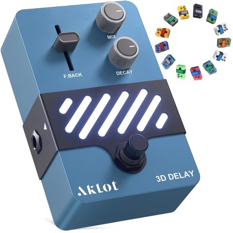 AKLOT Delay Guitar Effect Pedal: Delay Pedal with Responsive Controls, True Bypass Compact Metal Pedal for Electric Guitar, Ambient Echo, Solos & Live Performance, NEON EchoSphere
