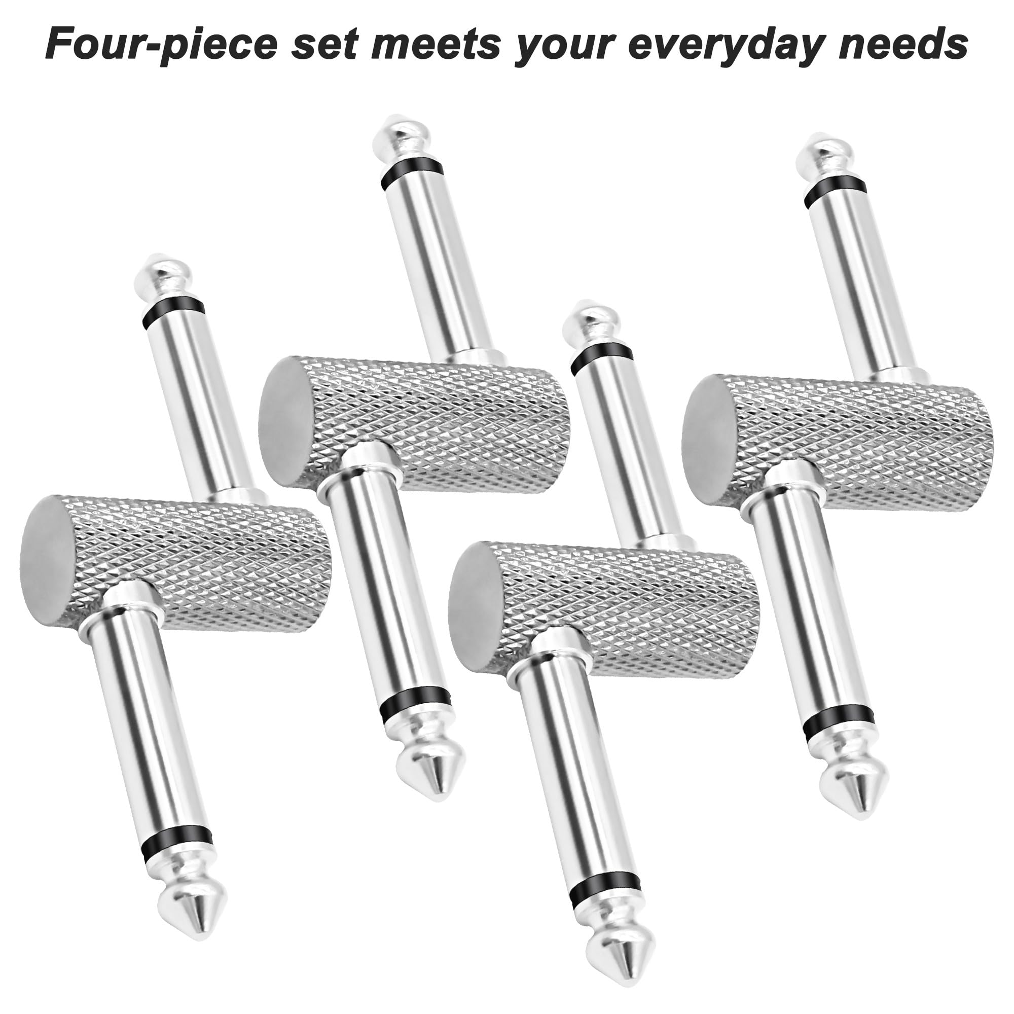 MEIRIYFA Guitar Pedal Patch Connector Z Type 6.35mm 1/4″ Effect Couplers Mono Male to Male Adapter Audio Converter Connector for Electric Guitars Pedal-boardel 4Pcs (Z Type-Silver)