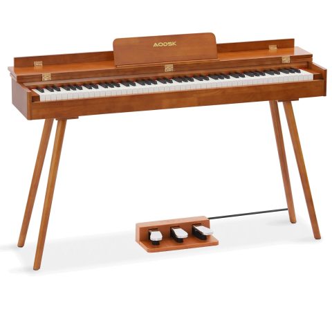 AODSK Weighted 88-Key Digital Piano, Solid Wood Frame, with Stand & 3-Pedal