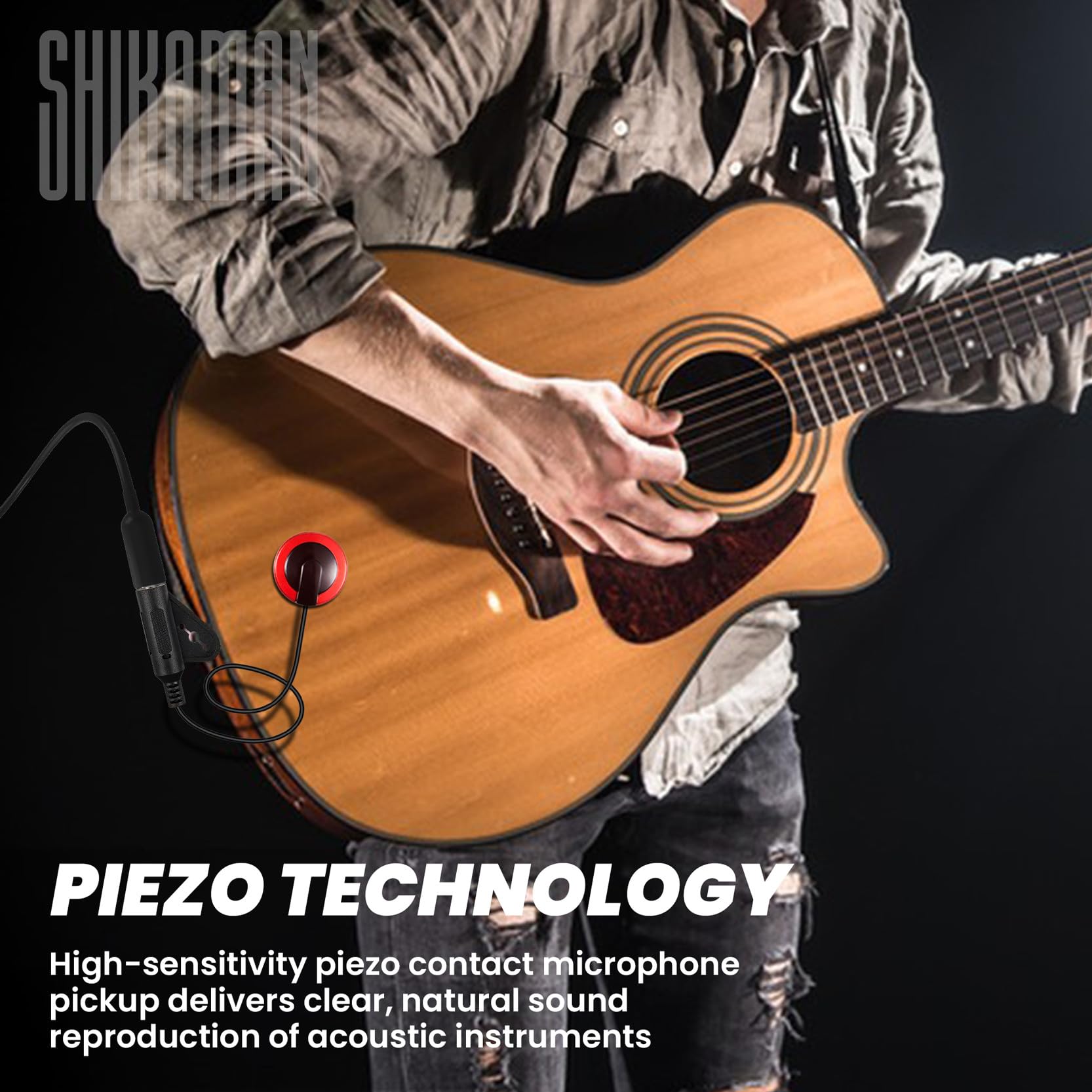 Piezo Contact Microphone Pickups for Guitar, Violin, Viola, Cello, Banjo, Ukulele, Mandolin and More (12 Pack)