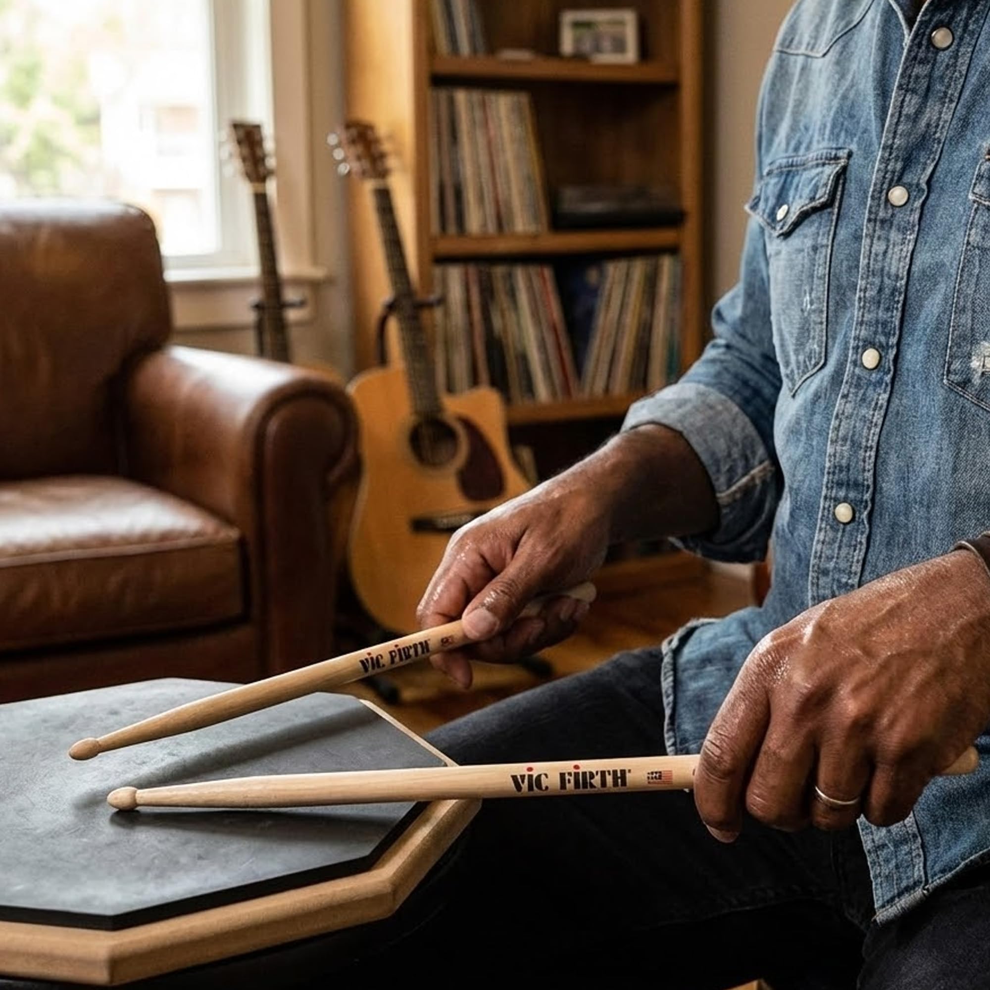 Vic Firth Signature Series Carter Beauford Drumsticks – 3‑Pack Bundle with Austin Bazaar Polishing Cloth