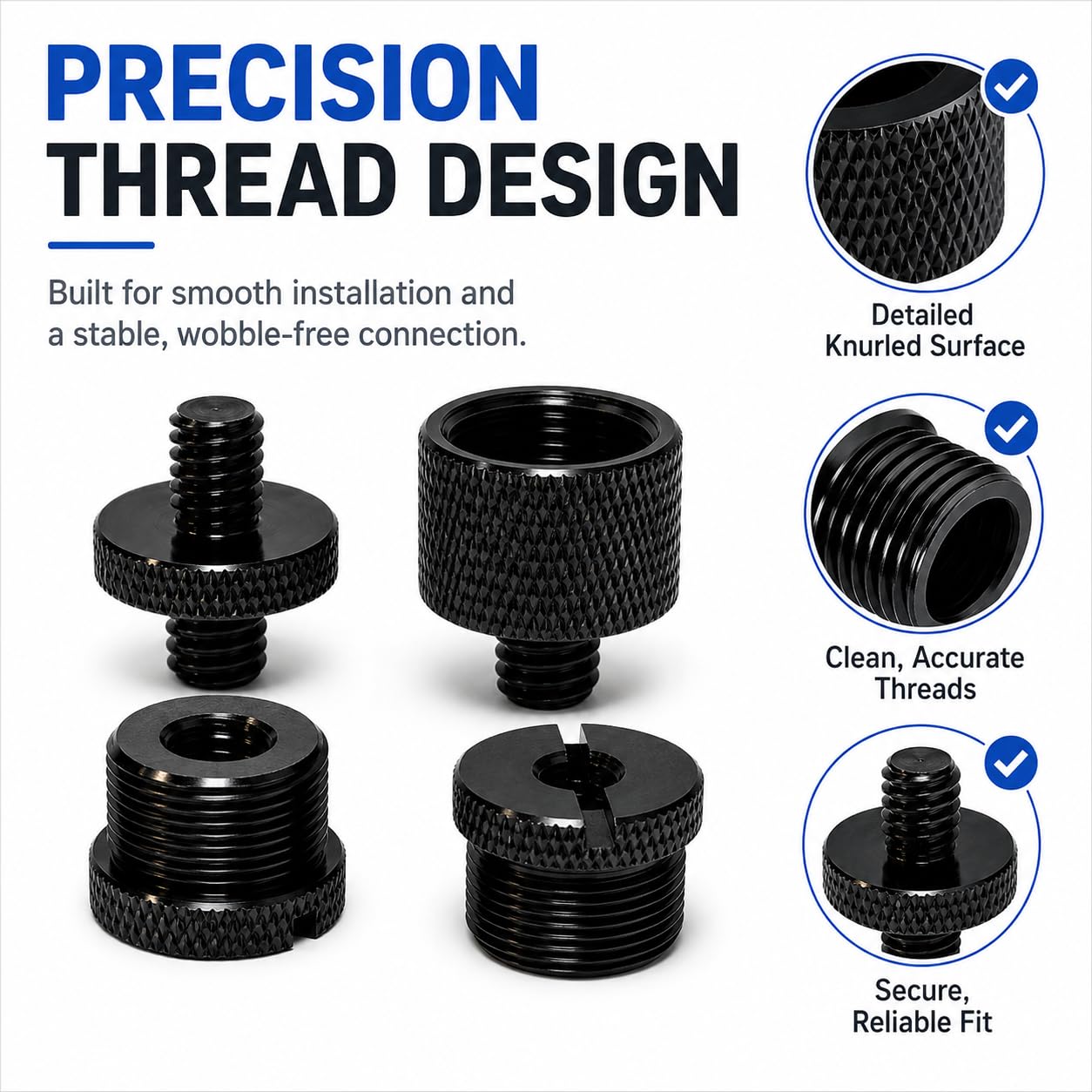 16 Pack Mic Stand Adapter Kit with Extension Tubes, 1/4, 3/8 and 5/8