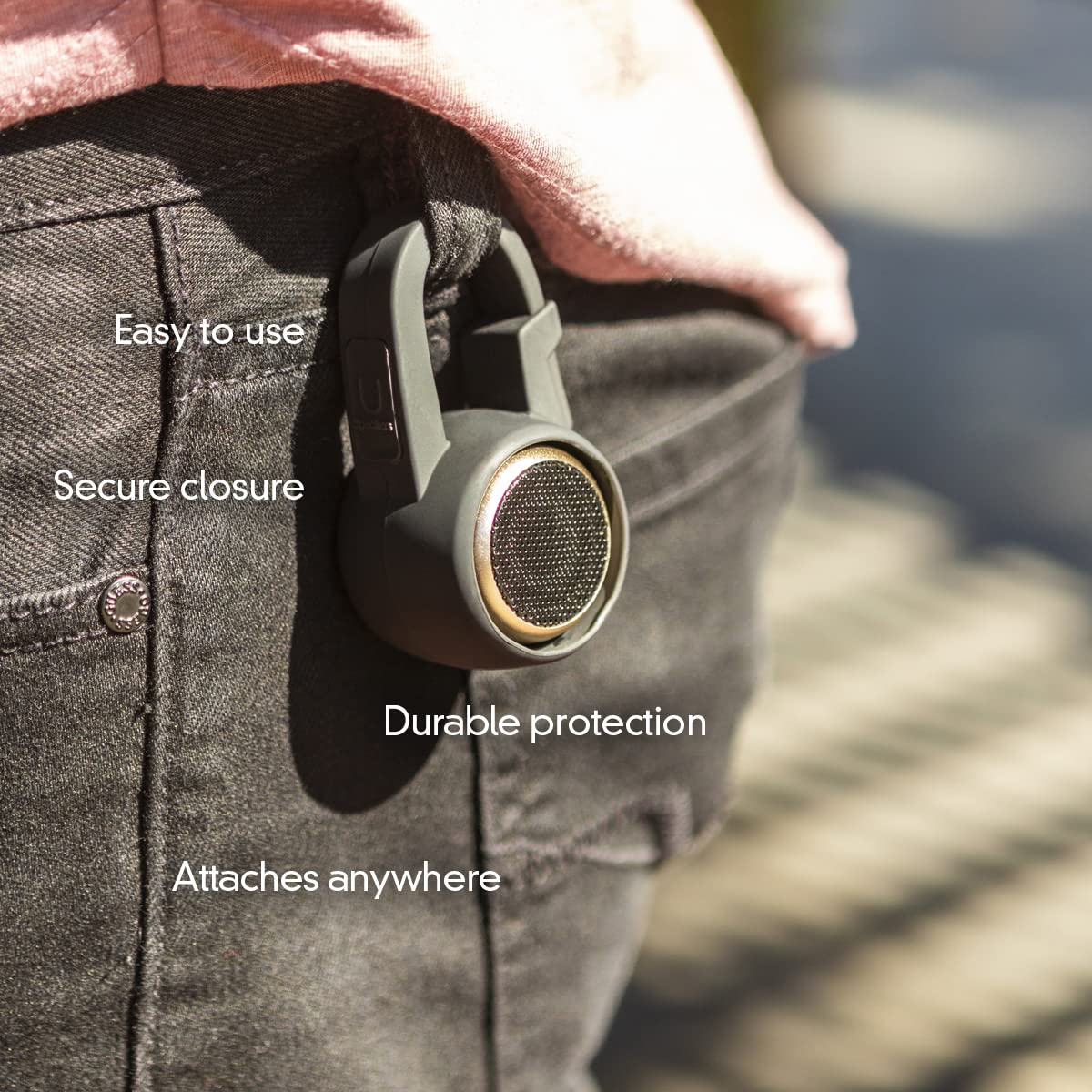 Fashionit U Micro Speaker Holder, Clip-On Carabiner Case, Clear