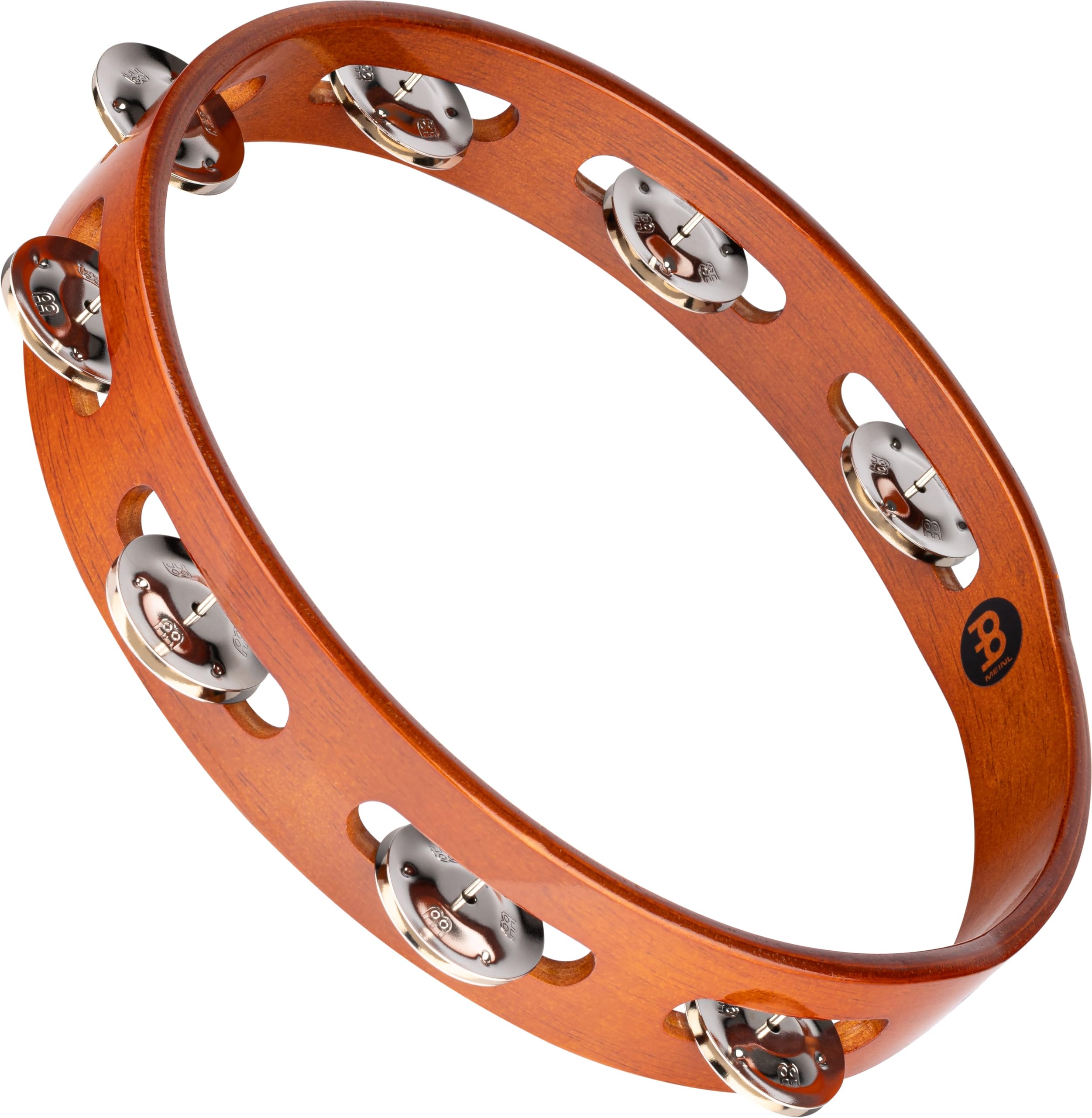 Meinl Tambourine with Steel Jingles, Single Row – NOT MADE IN CHINA – African Brown, 2-YEAR WARRANTY (TA1AB)