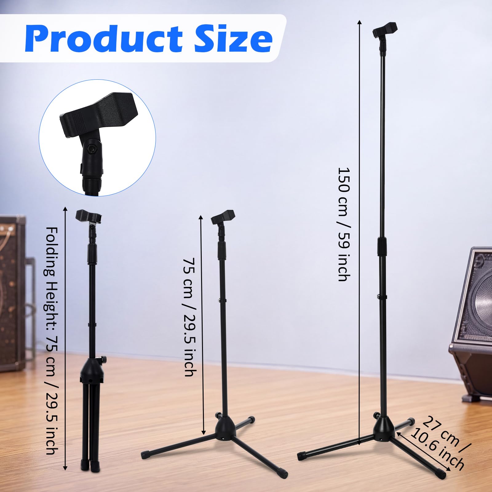 Xuhal 2 Pack Microphone Tripod Stand,Mic Slot