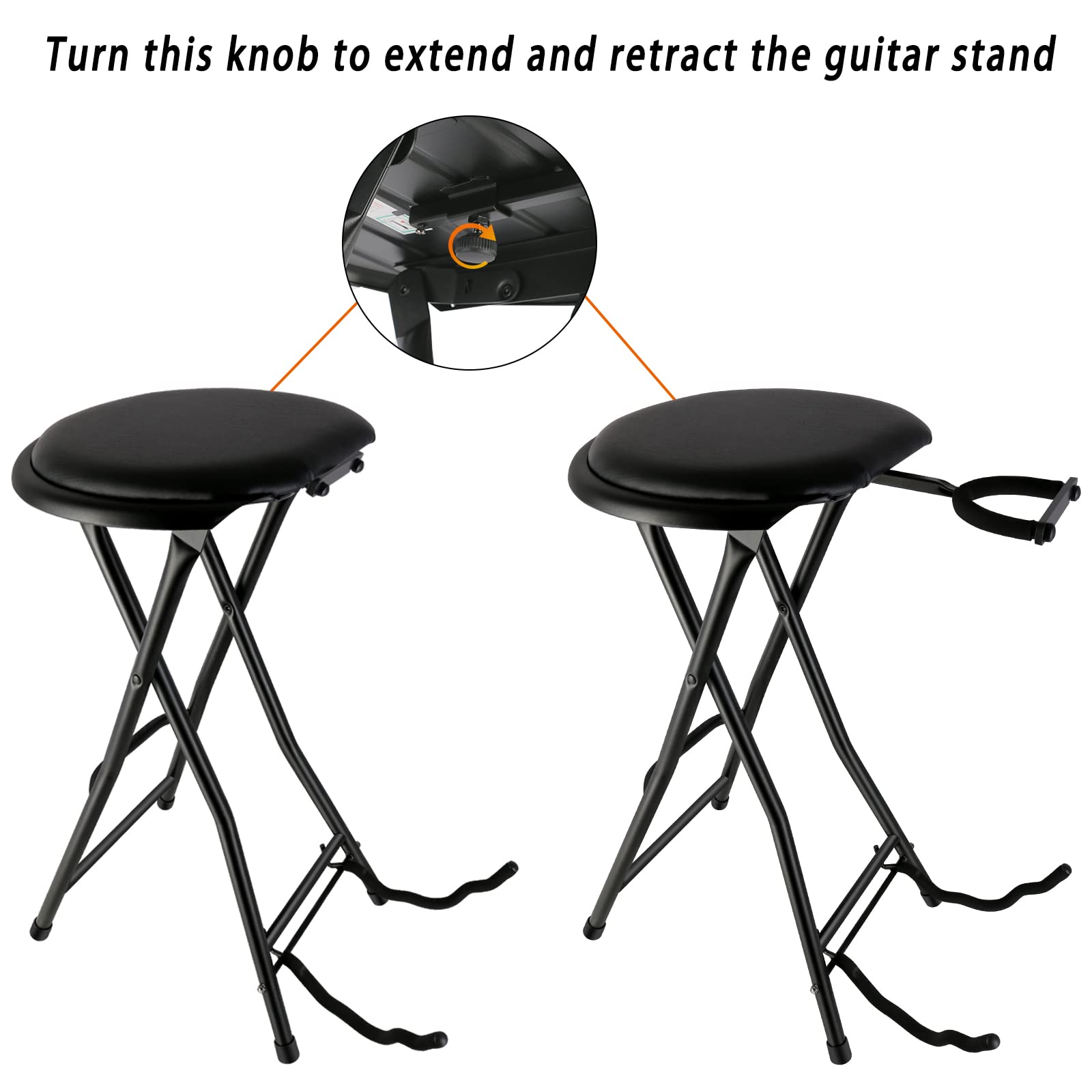 EASTROCK Portable Guitar Stool with Stand, Cushioned Seat, Rubber Feet