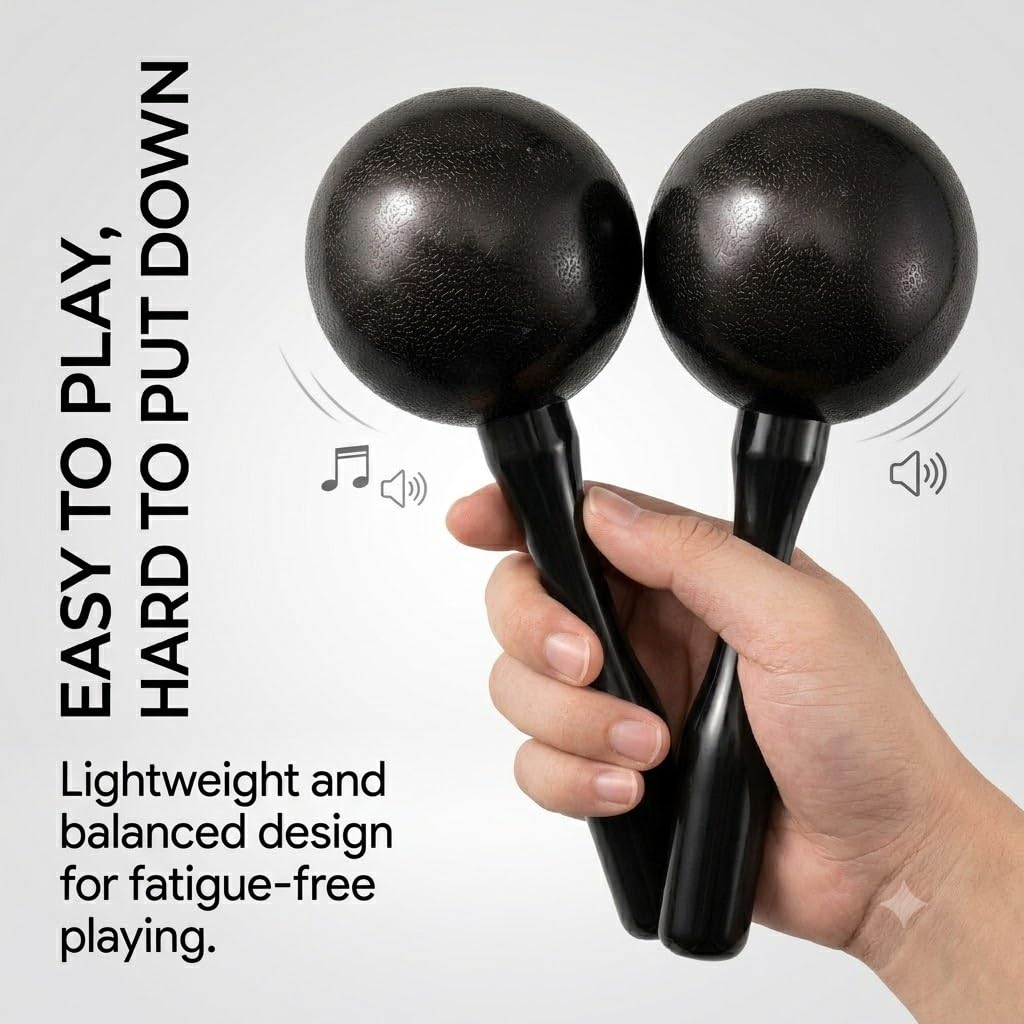 HILAZA Extra Loud Maracas, 8 Inch, Set of 2, Black