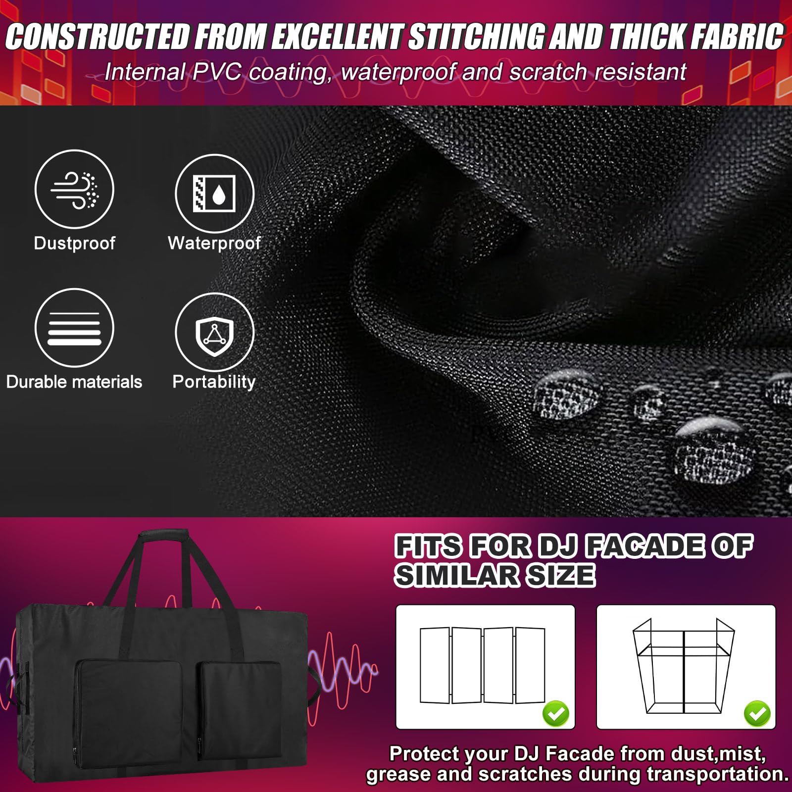 Heavy Duty Water-Resistant DJ Facade Booth Carrying Bag 48″Lx5.5″Wx23.6″H