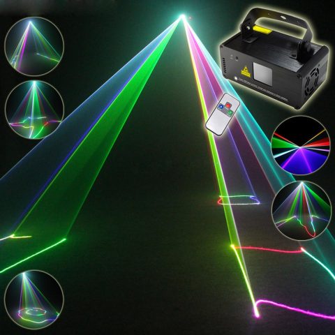 Professional RGB Laser Party Lights,Sound Activated DJ Disco Light,DMX512 Remote Control Scanner Beam Effect Lazer Projector Lighting for Show KTV Bar Club School Dances Corporate Event Mobile DJs