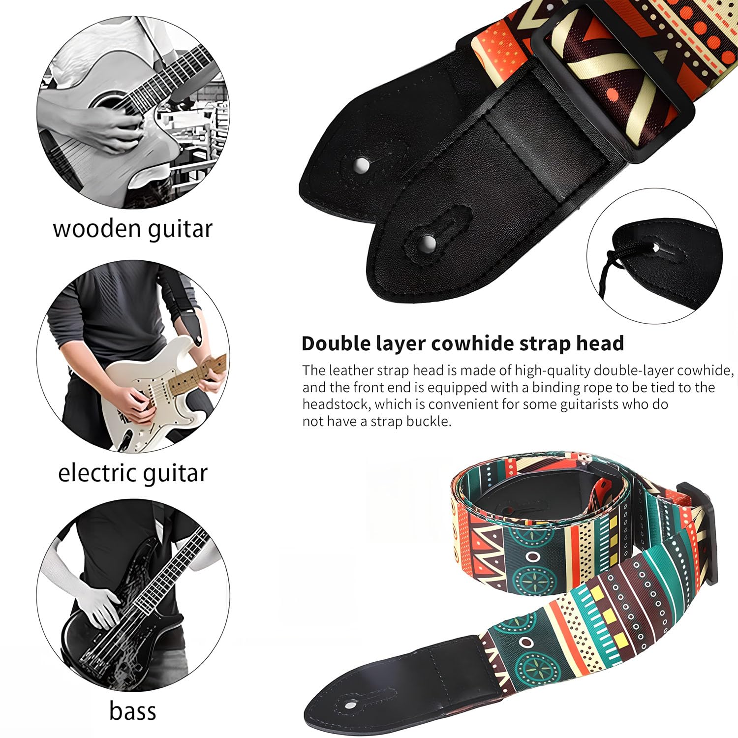 Qivorimith Guitar Strap,Acoustic Electric Guitar With 6 PCS Picks Guitar Accessories,Available for All Guitars