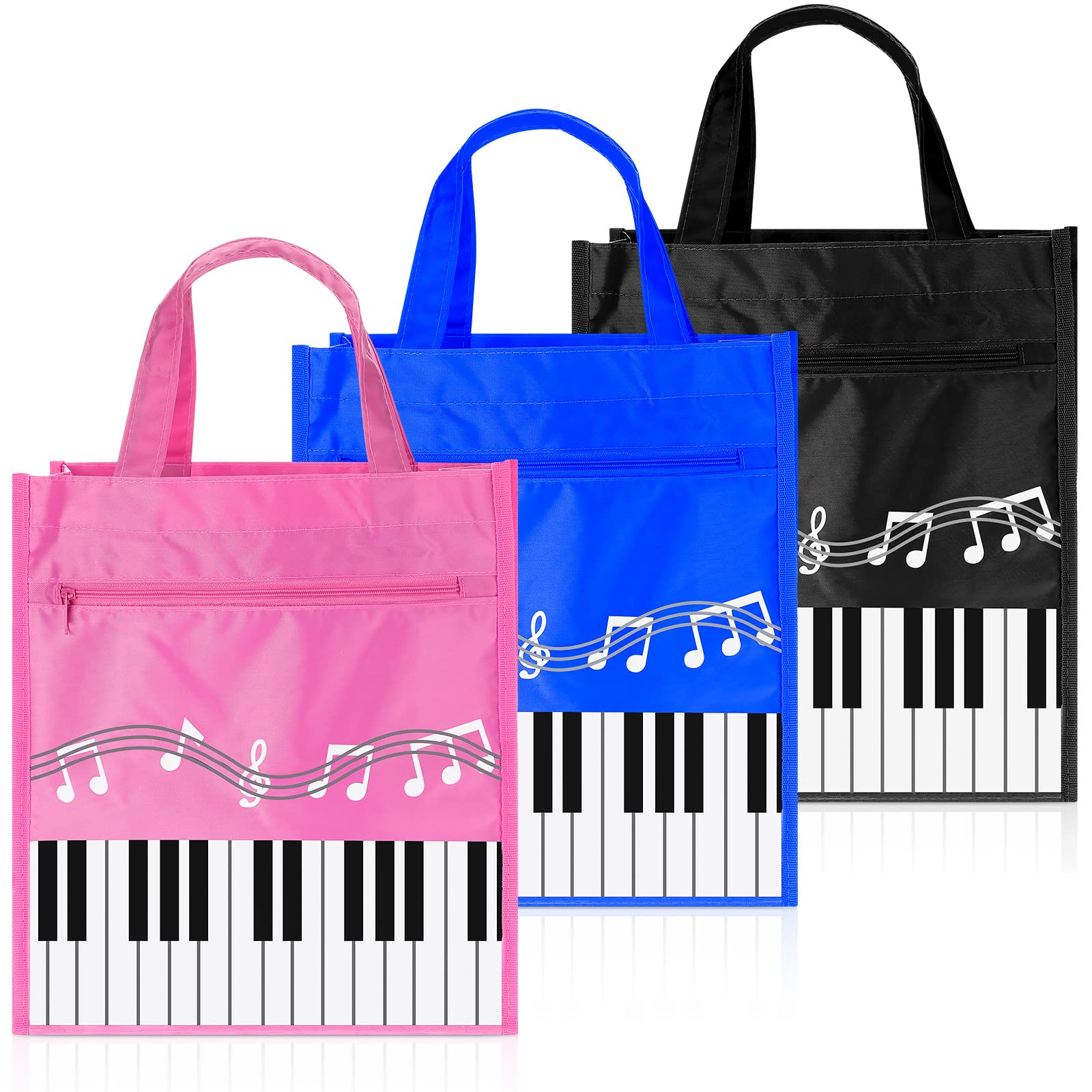 Cunno 3 Pcs Piano Keys Handbag Reusable Tote Bag Shoulder Shopping Bag for Music Teacher Gifts