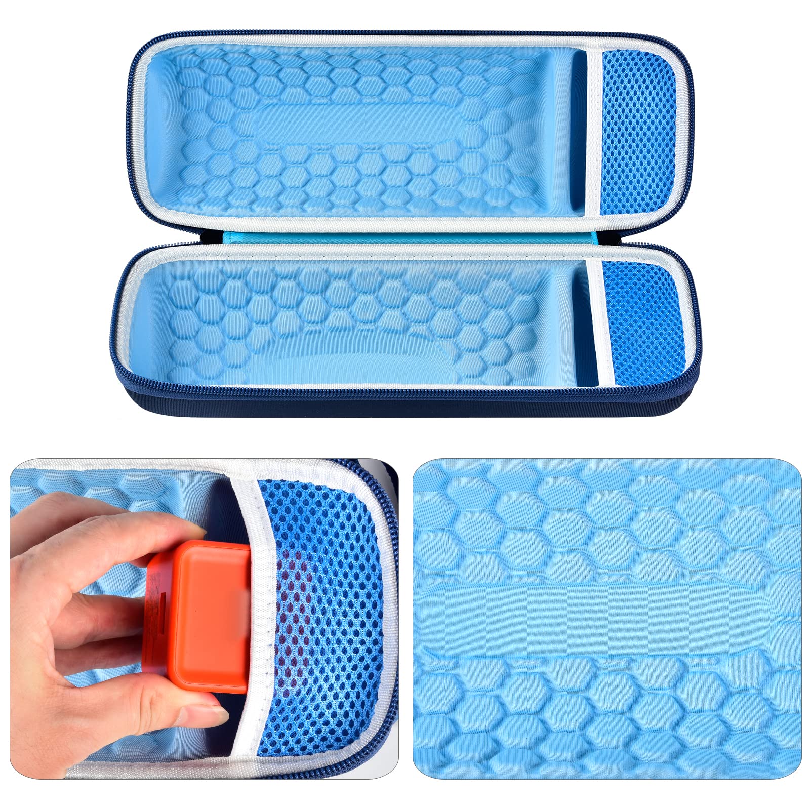 Comecase Hard Travel Case for JBL Charge 4/ Charge 5 Waterproof Bluetooth Speaker. Carrying Storage Bag Fits Charger and USB Cable – Blue+Inside Blue (Case Only)