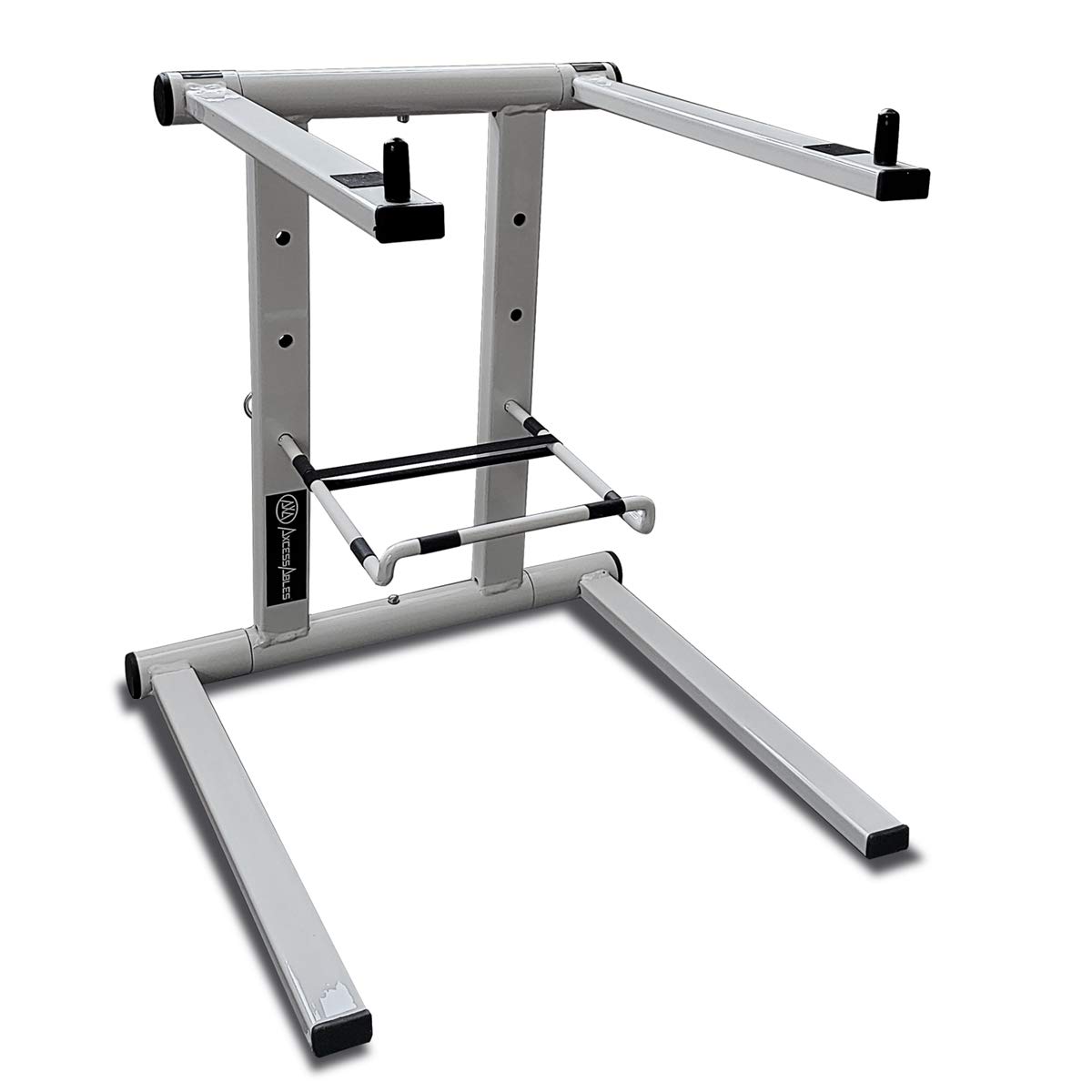 AxcessAbles Portable Folding Laptop Stand with Bag | Elevated MacBook Stand for Home Office, Music Production, Gaming, DJ Controller | No Assembly Required (White)
