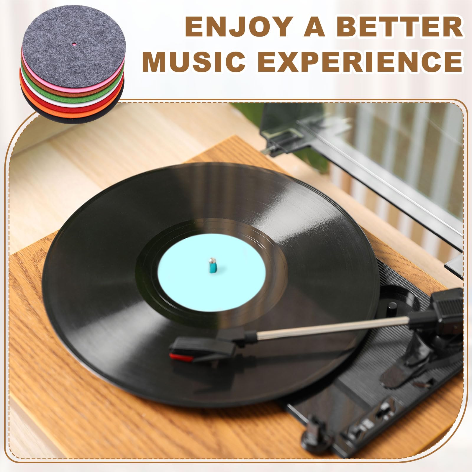 MECCANIXITY 2 Pcs Record Player Mat, 10 Inch Turntable Mat 3mm Felt Turntable Pad for Vinyl Record Player, Dark Gray