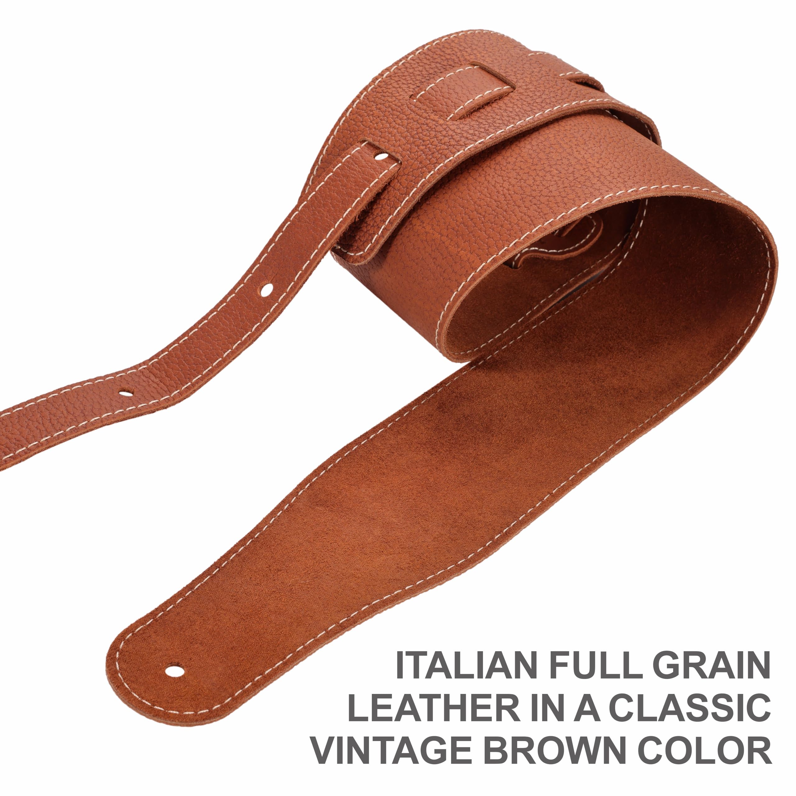 Nefelibata Guitar Strap, 3-inch Wide Full Grain Leather, Lightweight and Soft for Men and Women for Acoustic, Bass and Electric Guitar