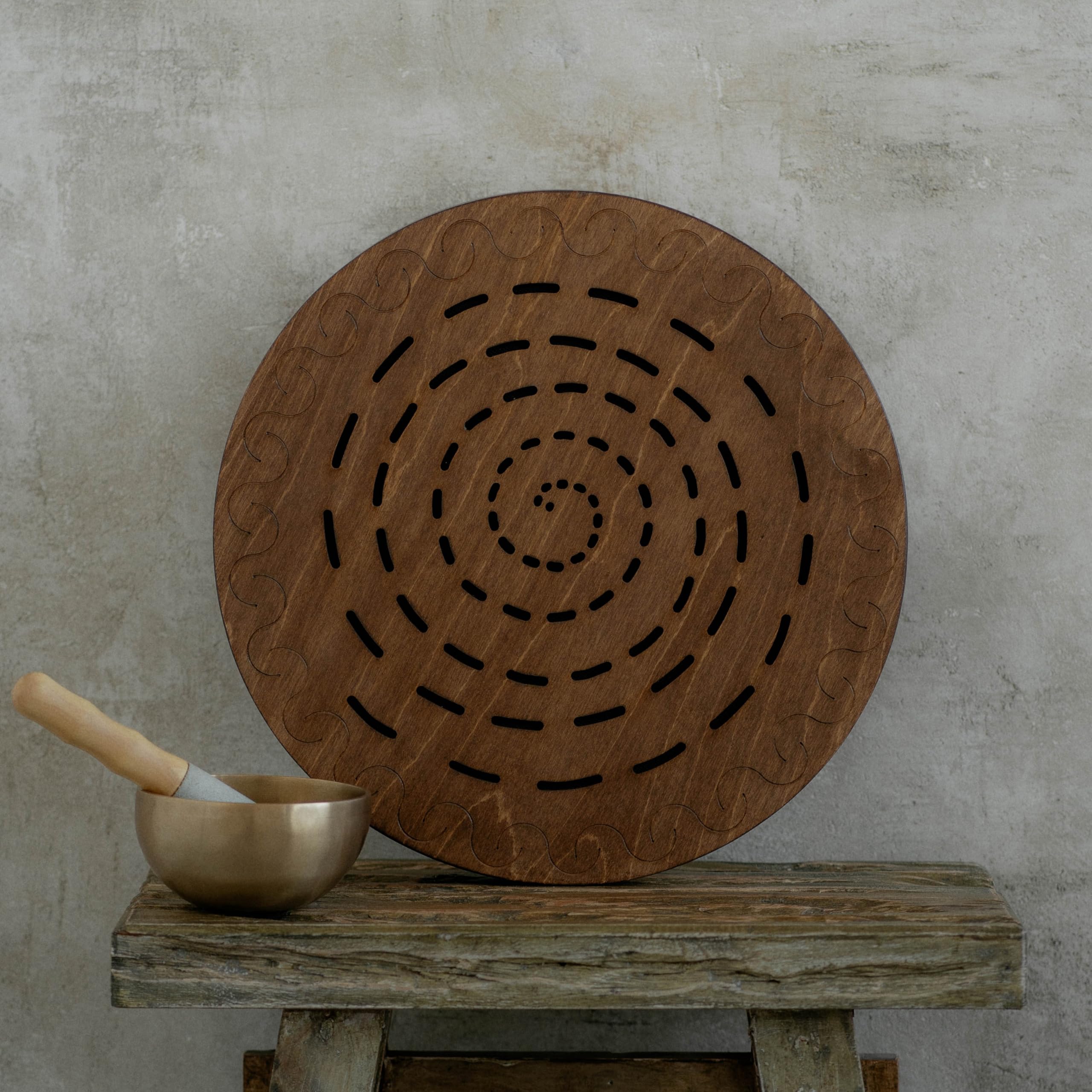 Nazar Drums Water-Fall Disc — Wooden Ocean Drum, Swirl, 16″ (40 cm) | Long Water Ambience for Sound Bath, Meditation & Yoga | No Bag