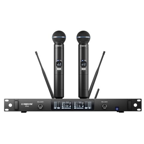Phenyx Pro UHF Dual Auto Scan Talkback Smart Wireless Mic System PTI-2