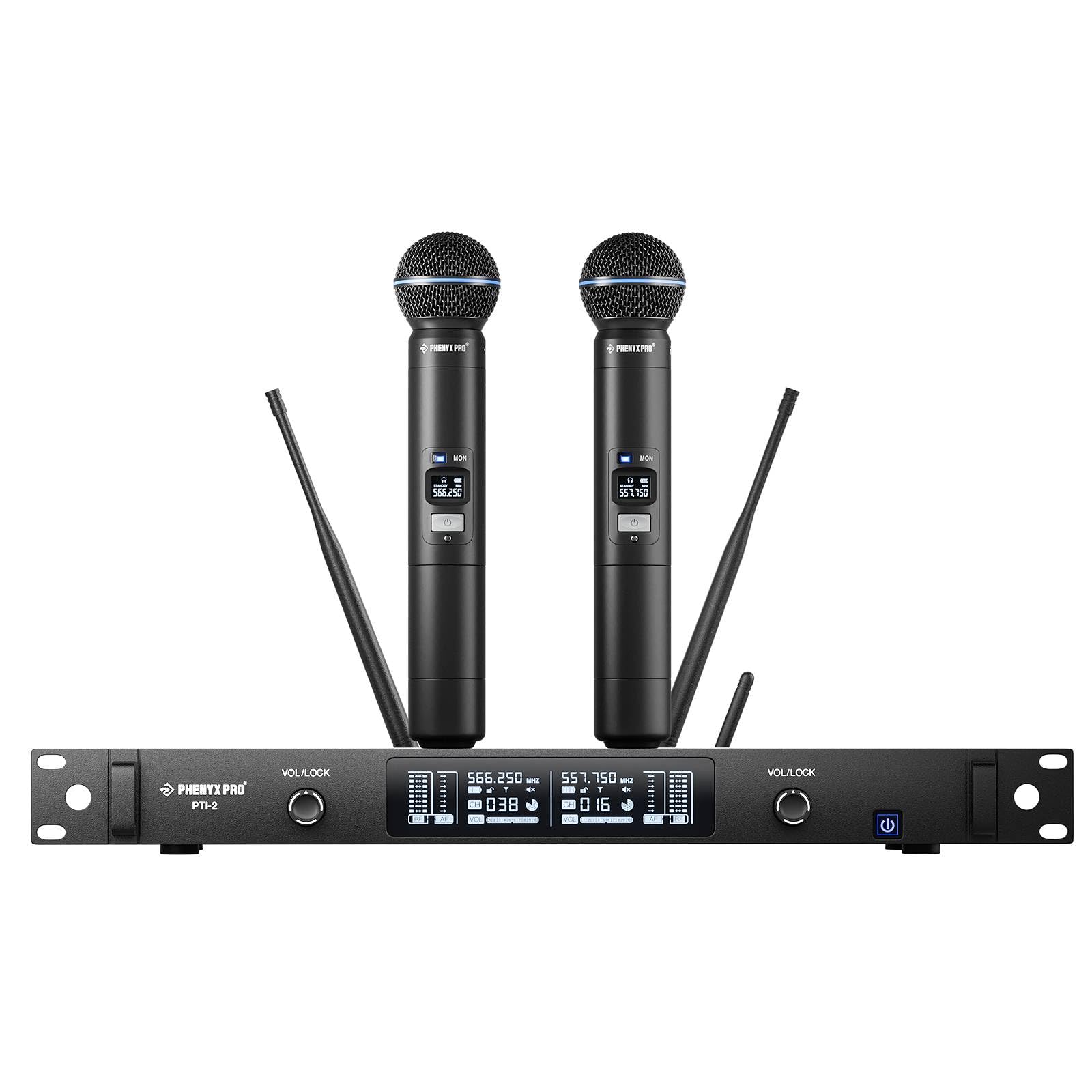 Phenyx Pro UHF Dual Auto Scan Talkback Smart Wireless Mic System PTI-2