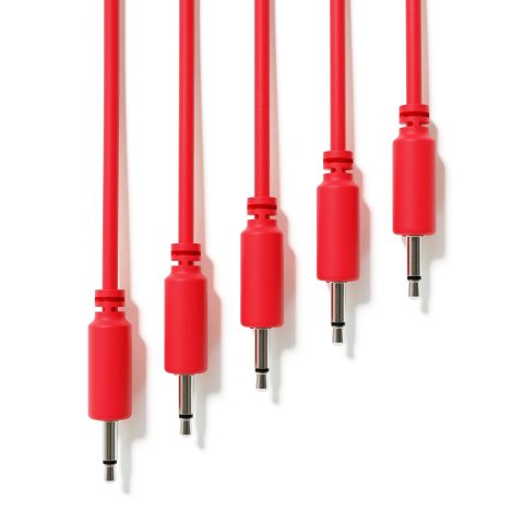 ExcelValley – 5-Pack – Mono Modular Patch Cables – TS 3.5mm 1/8″ Eurorack Synthesizer [Red | 30 cm – 11.81″]