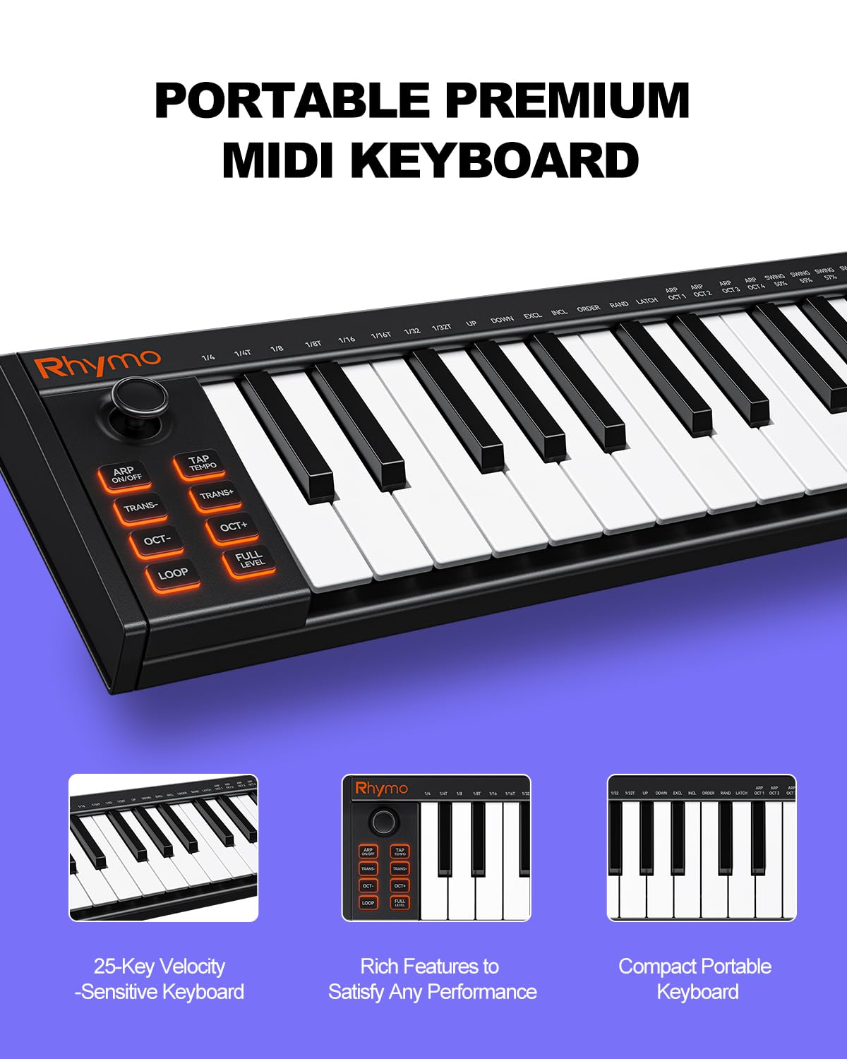 25 Key MIDI Keyboard Controller Portable USB MIDI Controller with Arpeggiator, Velocity Sensitive Keys, Beat Maker for Beginners – Compatible with GarageBand, FL Studio, Ableton Live