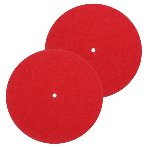MECCANIXITY 2 Pcs Record Player Mat, 7 Inch Turntable Mat 3mm Felt Turntable Pad for Vinyl Record Player, Red