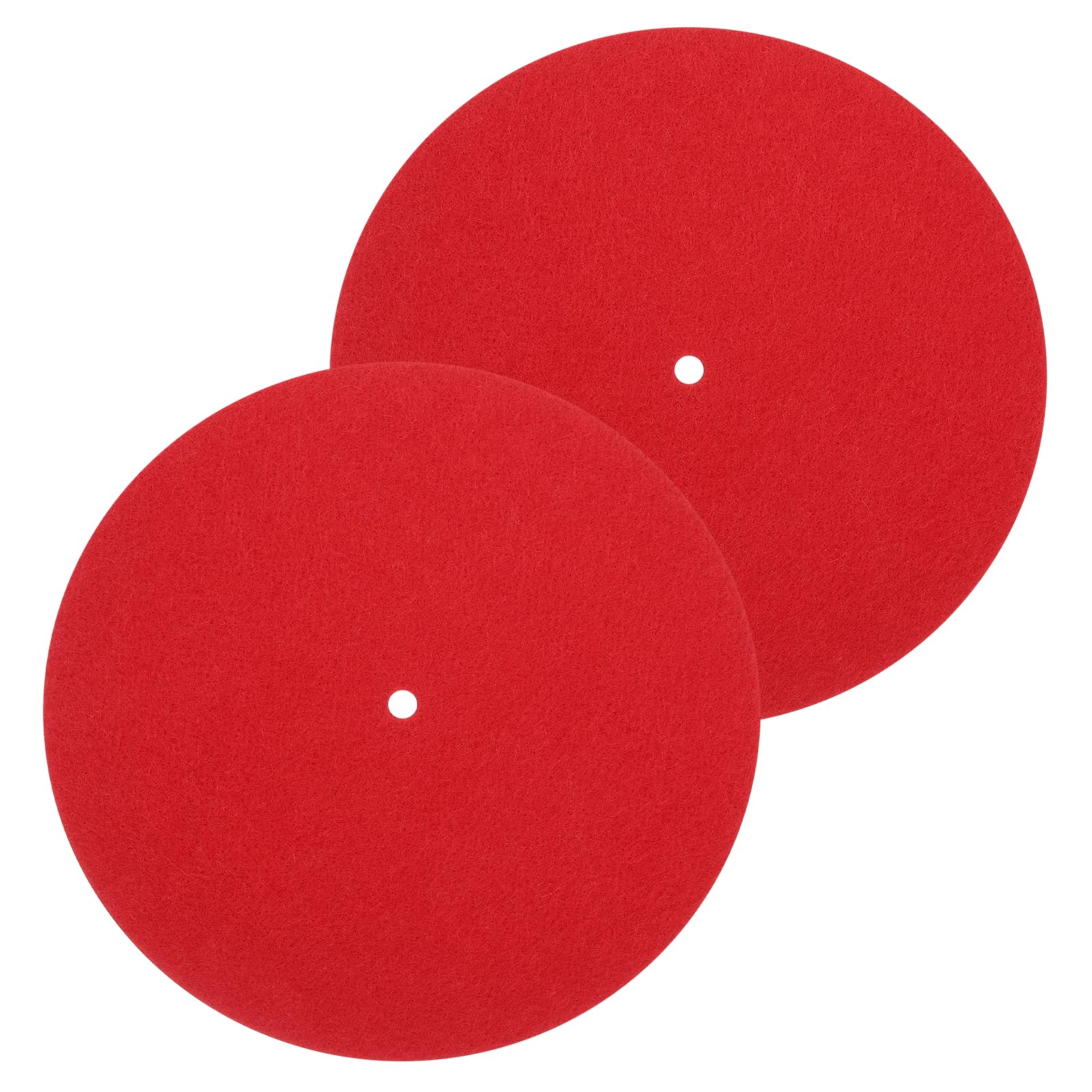 MECCANIXITY 2 Pcs Record Player Mat, 7 Inch Turntable Mat 3mm Felt Turntable Pad for Vinyl Record Player, Red
