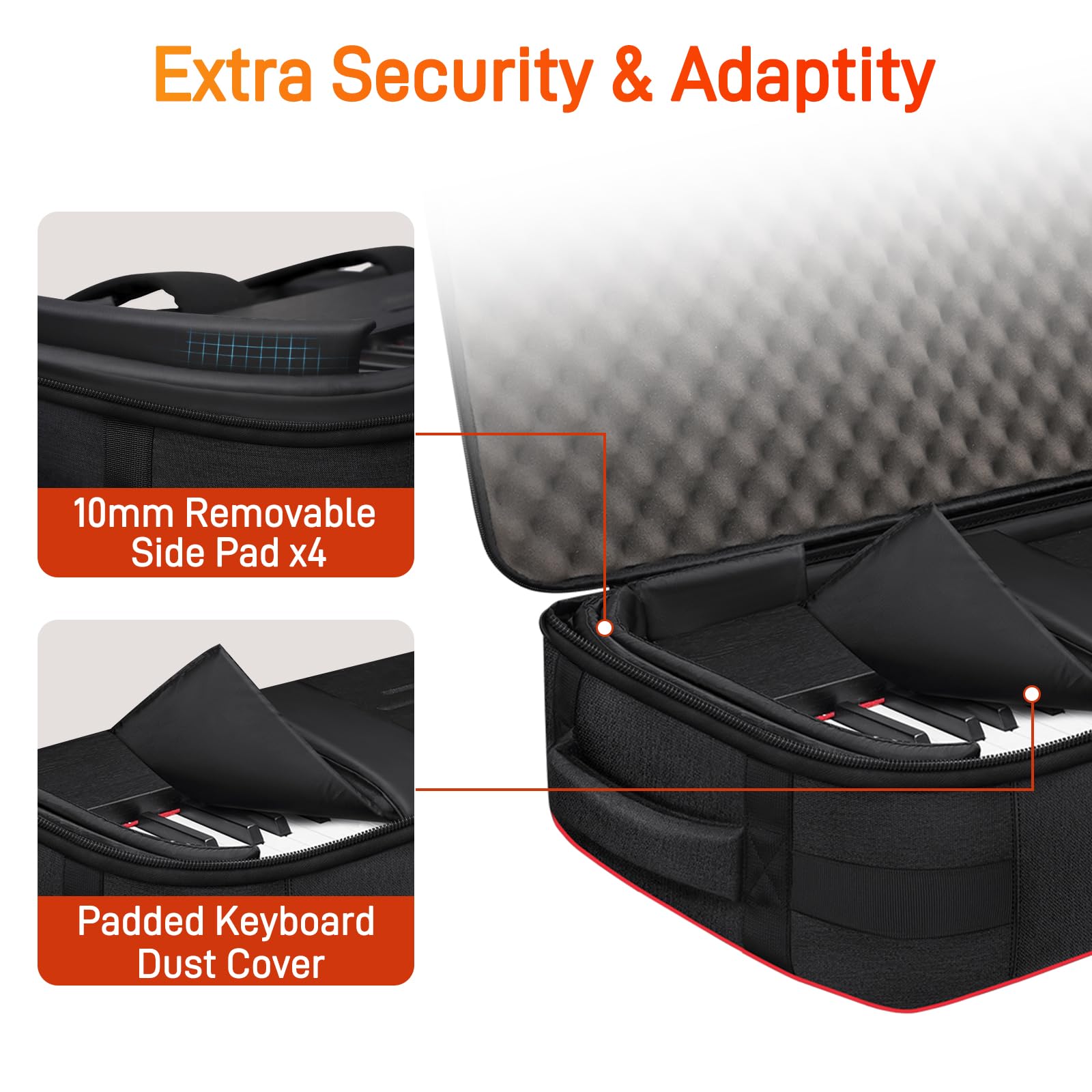 SNIGJAT 88 Key Keyboard Case with Wheels, Full Padded Piano Bag Soft