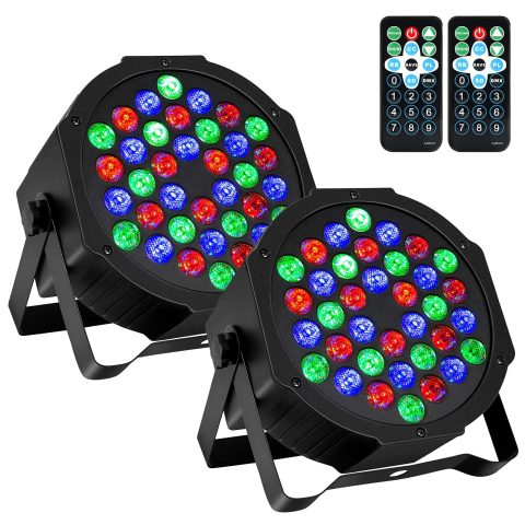 Litake DJ Par Lights, RGB 36 LED Stage Lights Sound Activated,Remote & DMX Controlled LED Uplights,7 Modes Uplighting for Dance Party Church Wedding Birthday Holiday Music Show-2 Pack