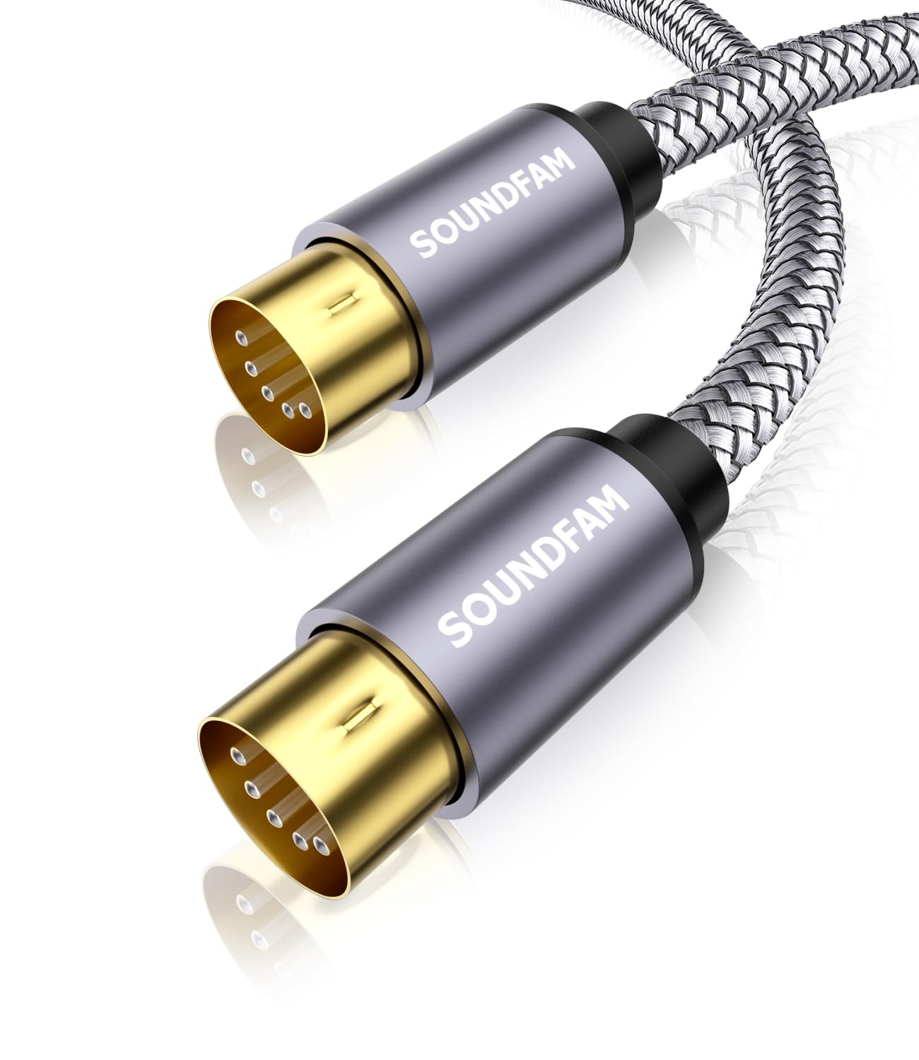 SOUNDFAM Shielded 5-Pin MIDI Cable Male to Male for MIDI Keyboard, Synthesizer, Sampler, Sound Card & Music Studio Equipment(6ft/2M)