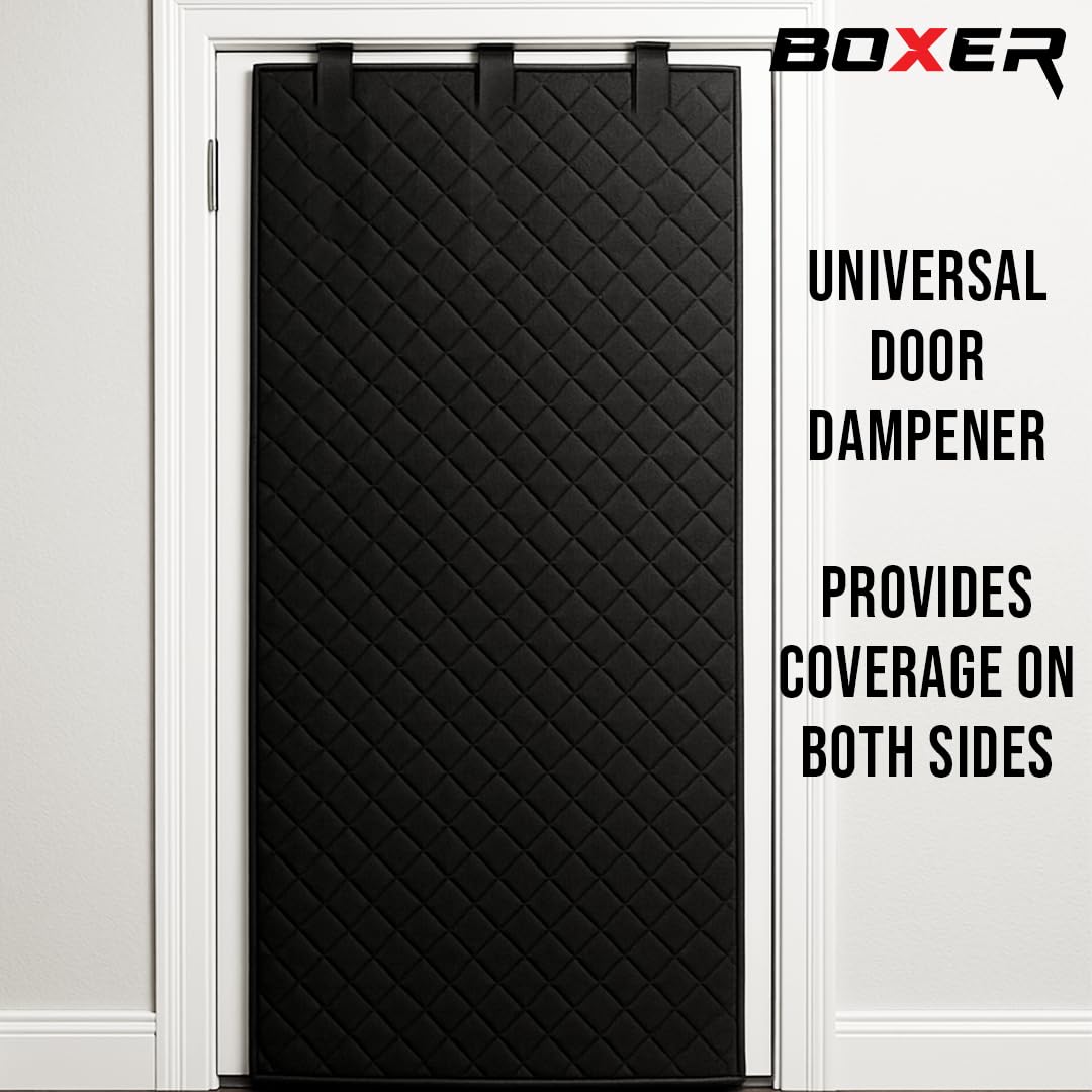 BoxerTools Door Sound Dampening Blanket Universal 80″ x 35″ – Easy Hanging – Diamond Stitching, Double Sided, Acoustic Treatment Blanket, Insulated, Sound Reducing