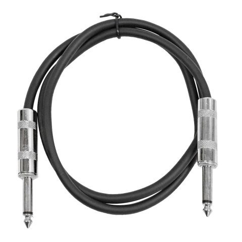 Seismic Audio Speakers Guitar Cables, TS ¼” Guitar Cables, Black, 2 Feet